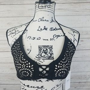 Cleobella Black Eyelet Strappy Swim Top